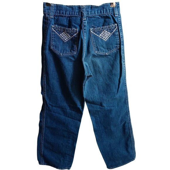 10 22x23 Vintage 1980's Girls Jeans GREEN APPLES Embroidered Disco Pocket DENIM - Picture 1 of 6